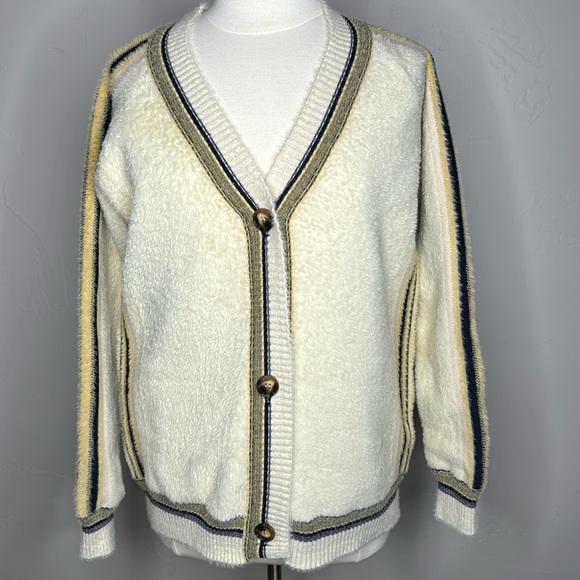 Mystree Cardigan with Stripes Soft and Warm Size Large - Picture 1 of 11